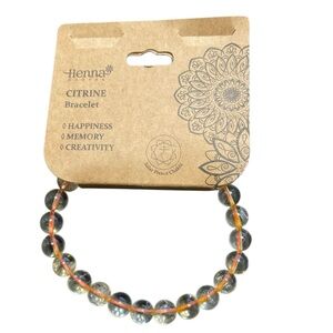 Henna Shoppe Citrine Beaded Bracelet — Yellow Accent Stretch Bracelet